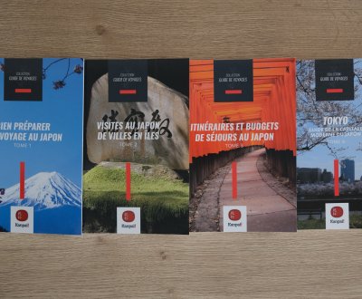 Les 4 tomes de la collection "Voyage au Japon" de Kanpai