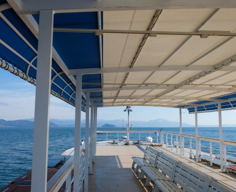 Chikubushima (Lac Biwa, Shiga), Vue sur le lac depuis le bateau de croisière Chikubushima (Lac Biwa, Shiga), Vue sur le lac depuis le bateau de croisière