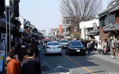 Kawagoe (Saitama), rues historiques de la ville bondées le week-end en période de sakura 